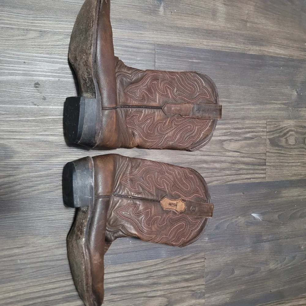 Tanner Mark Ruston Imitation Caiman Belly Mens 8 Brown Western Cowboy Boots